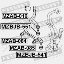 Сайлентблок переднього нижнього важеля Febest mzab084