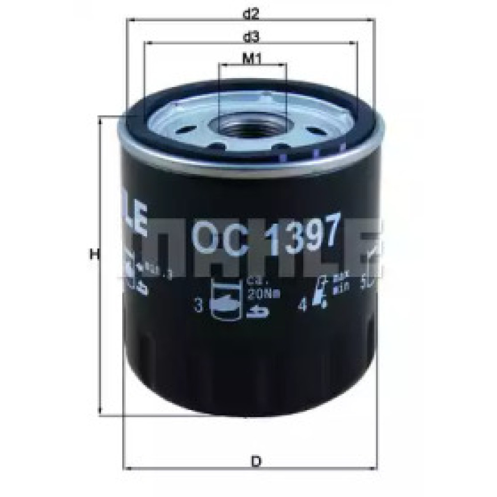 Фільтр оливний MAHLE / KNECHT oc1397