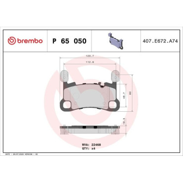 Тормозные колодки задние BREMBO p65050