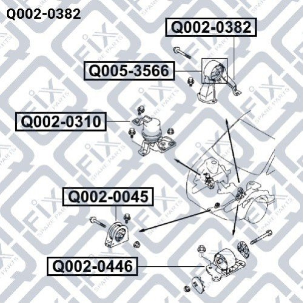 Подушка двигуна задня АКПП Q-FIX q0020382