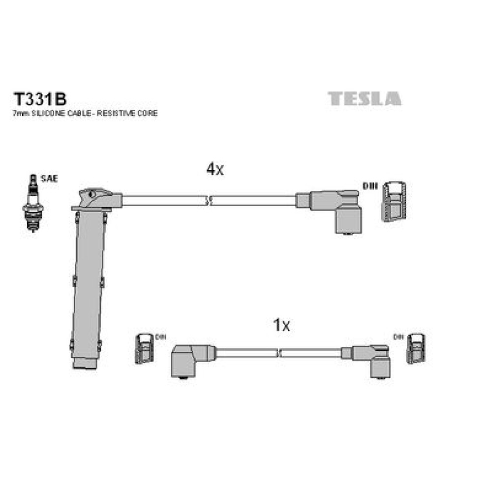 Комплект кабелей зажигания Tesla t331b