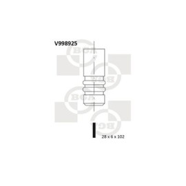 Клапан випуск. Passat/Jetta/Octavia 2.0 FSI 04- (28x6x102) BGA v998925
